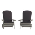 Set of 2Folding Adirondack Chairs in Gray with Gray Cushions, Porch, and Patio
