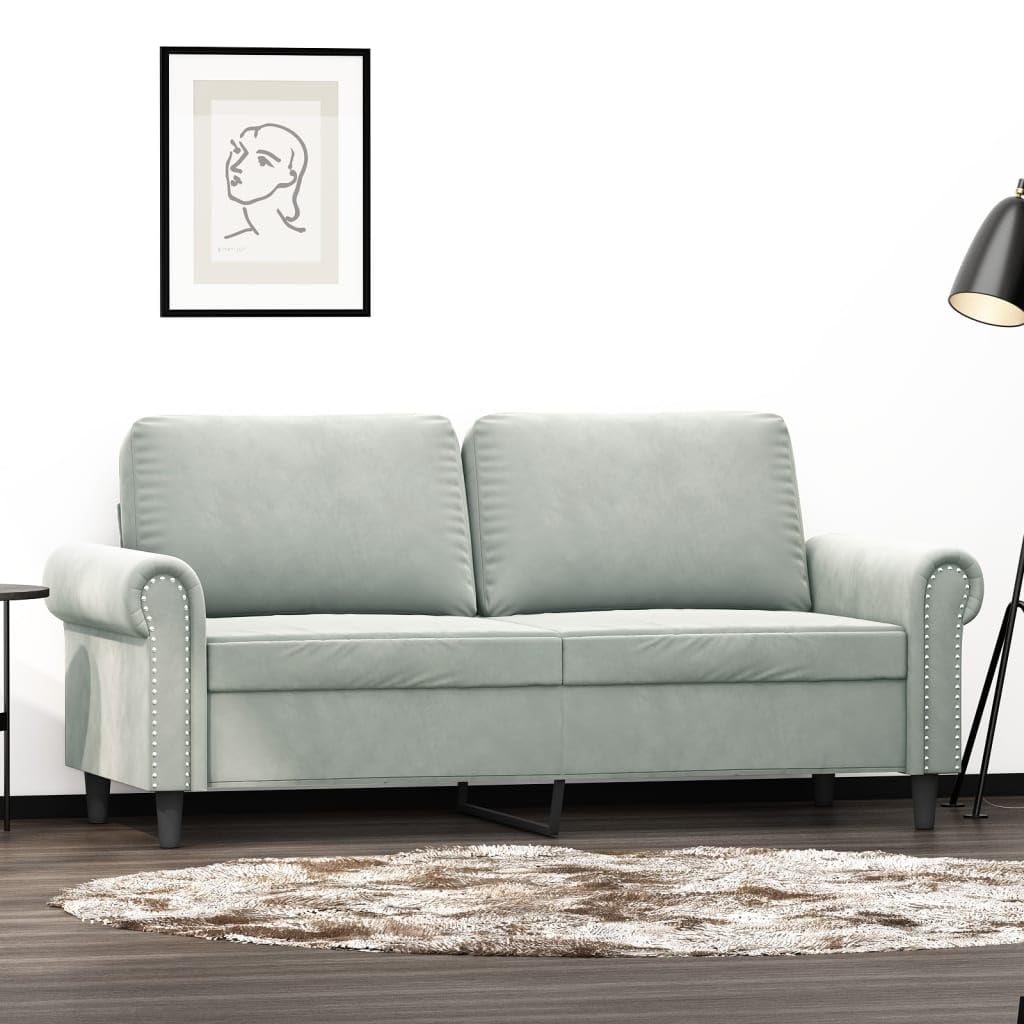 vidaXL Light Gray Velvet Loveseat - Thumbnail 5