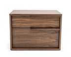 HomeRoots Veneer Modern Light Brown Walnut Nightstand with Two Drawers