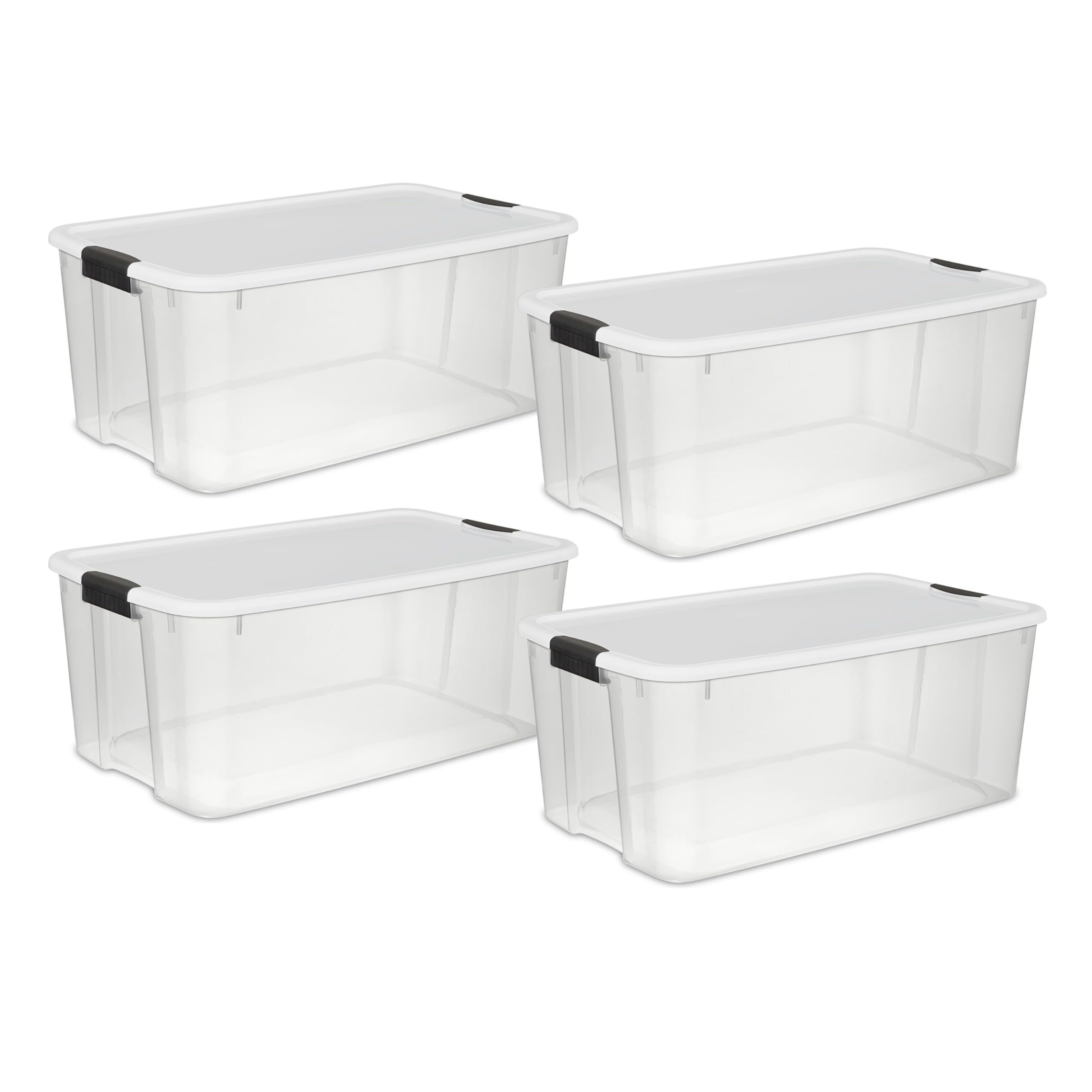 Sterilite 116 Qt Ultra Latch Box, Stackable Storage Bin with Lid, Plastic Container with Heavy Duty Latches to Organize, Clear a