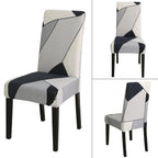 Jqinhome Pattern Chair Covers For Dining Room Set Of 4, High Stretch Removable Washable Parsons Chair Slipcover For Home Party Hotel Wedding Ceremony (White Grey,4Pcs)