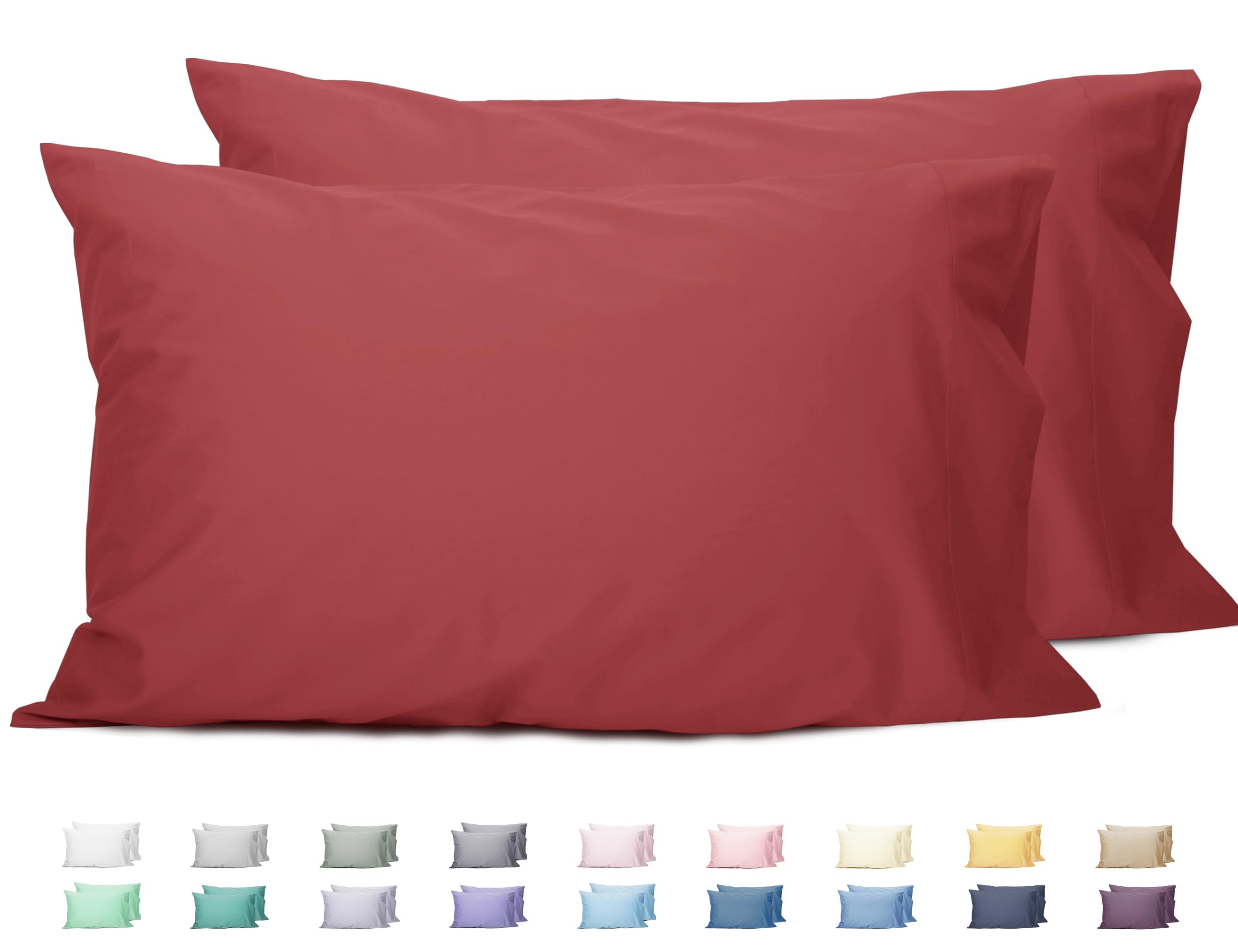 Sunflower Queen Pillowcases Set Of 2, 100% Cotton Queen Size Pillow Cases 2, 20  30 Inches Jester Red, Soft And Breathable