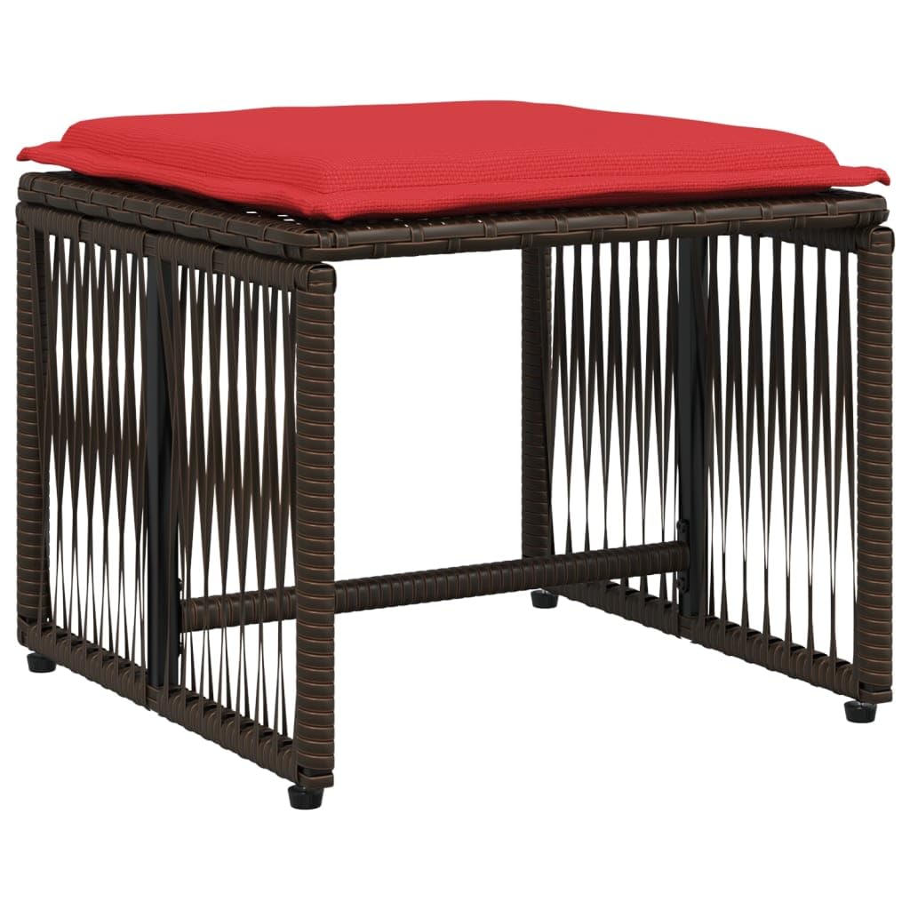 vidaXL Patio Dining Set with Cushions - 7 Piece Brown Poly Rattan Furniture for Garden/Backyard