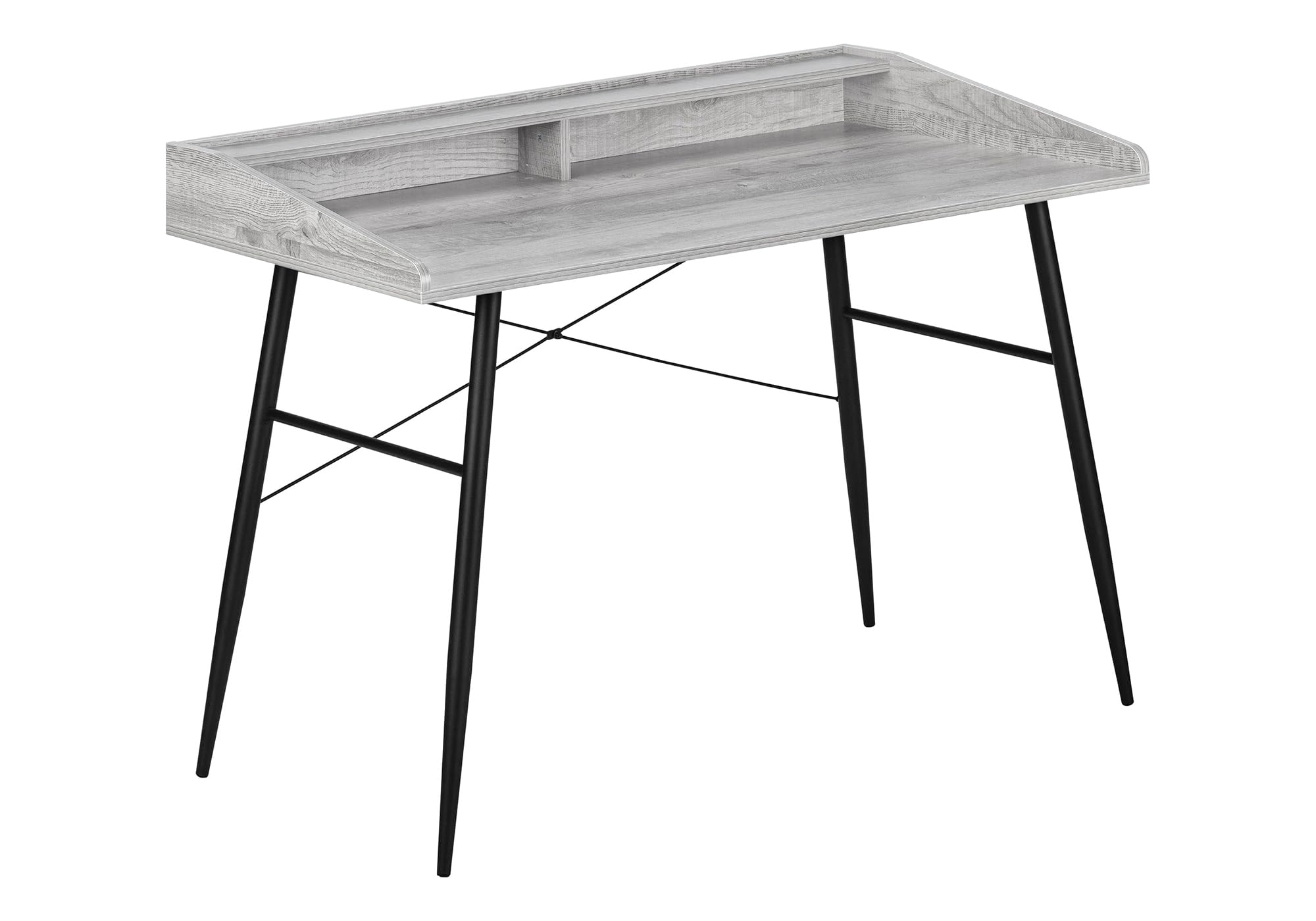 Monarch Specialties I 7541 Computer Desk, Home Office, Laptop, Storage Shelves, 48 L, Work, Metal, Laminate, Grey, Black, Contem