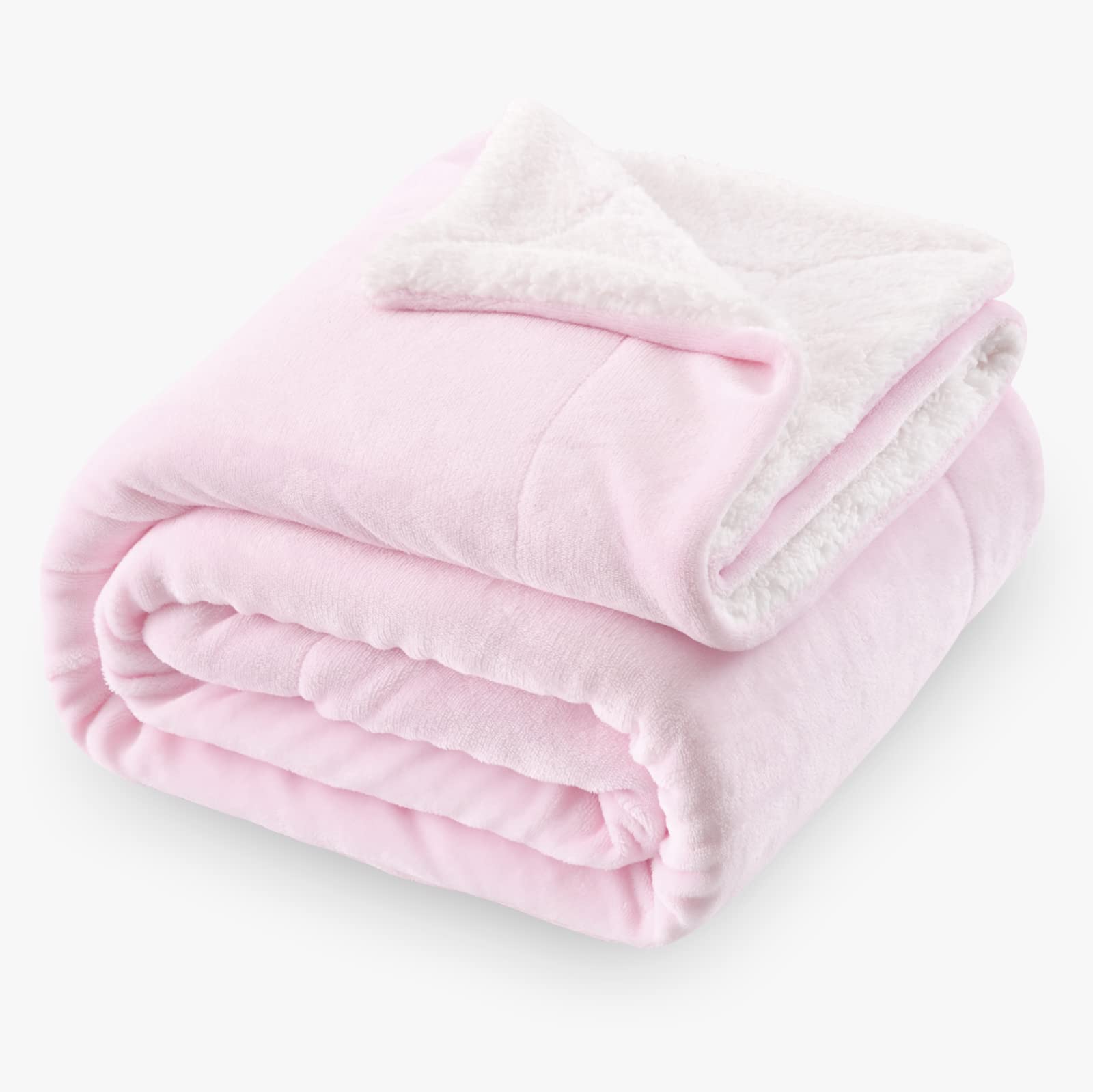 Sochow Sherpa Fleece Throw Blanket, Double-Sided Super Soft Luxurious Plush Blanket Throw Size, Light Pink, 50X60 Inches