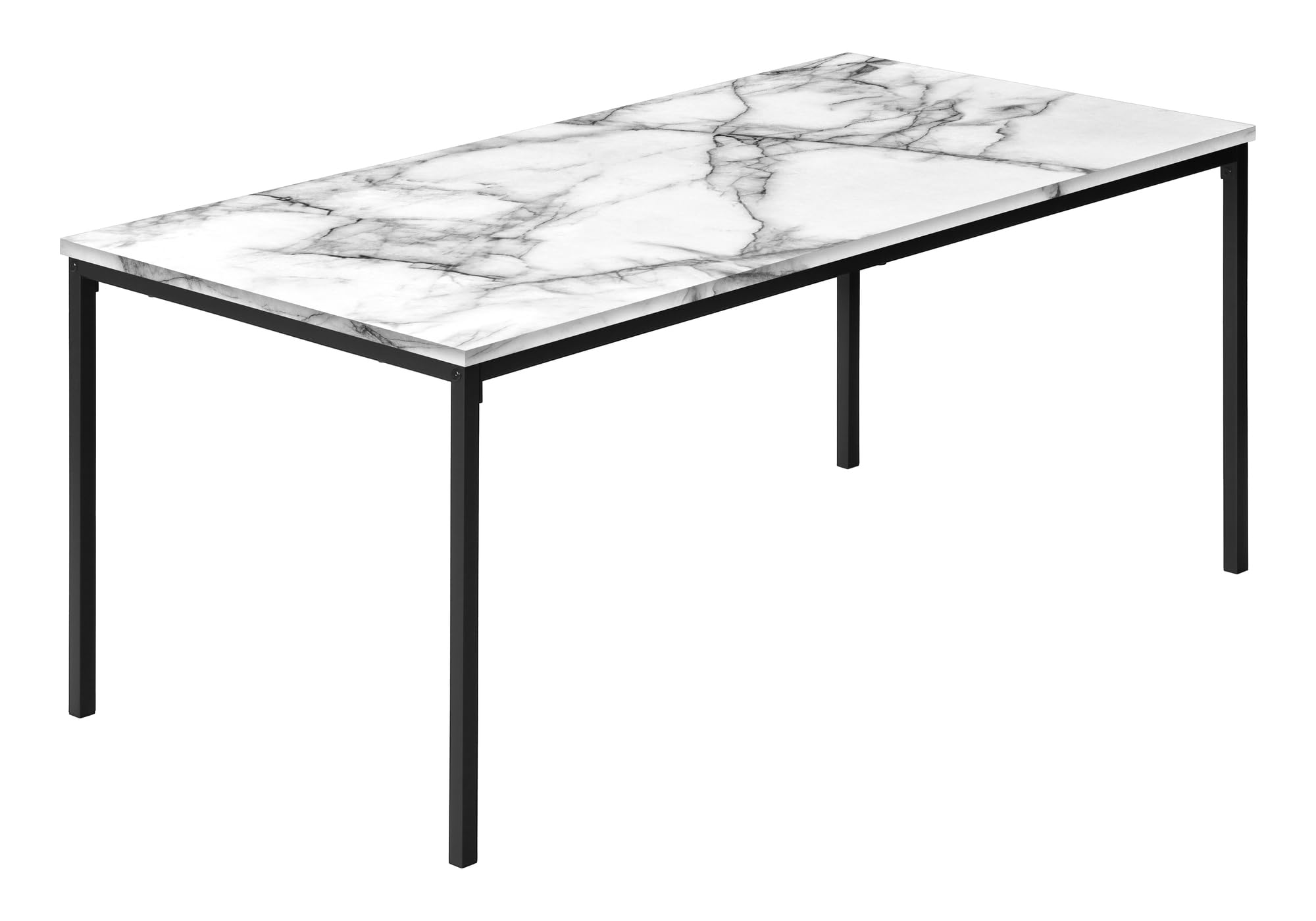 Monarch Specialties 7892p, 3pcs, Coffee, End, Black Metal, White Marble Look Laminate, Contemporary TABLE SET, 42&quot; L x 22&quot; W x 18&quot; H