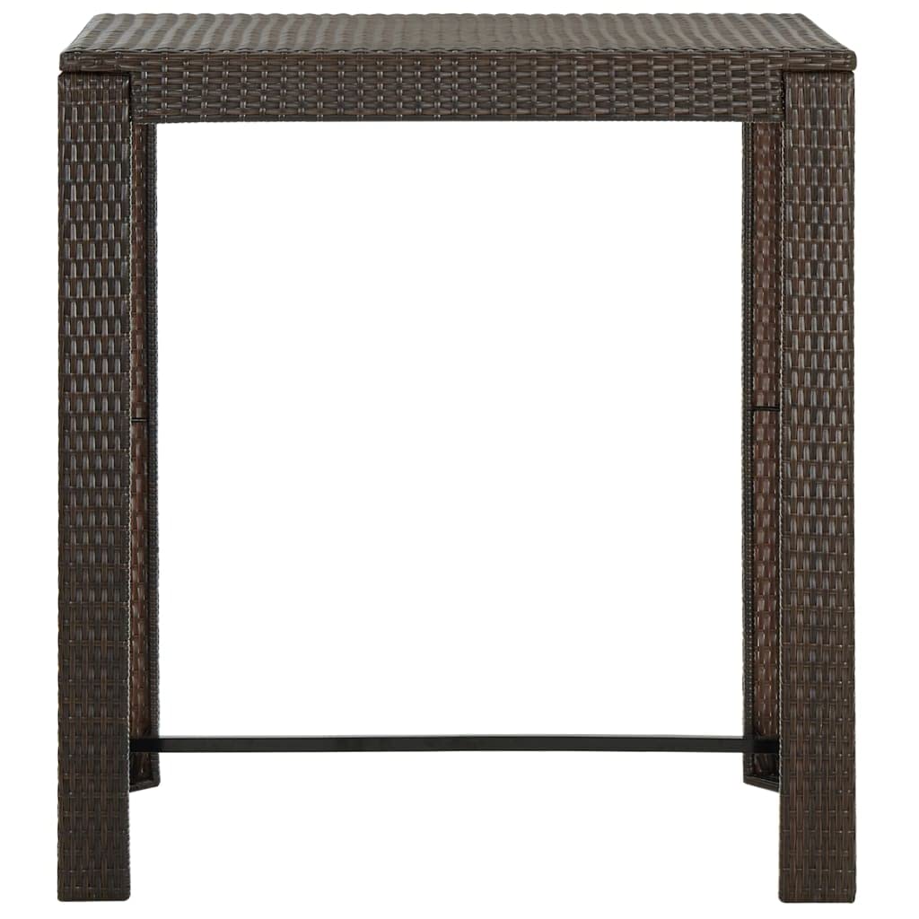 vidaXL Brown Patio Bar Table with Powder-Coated Steel Frame and PE Rattan Material, Rectangular Design for Indoor and Outdoor Use, Dimension: 39.4&quot;x23.8&quot;x43.5&quot;