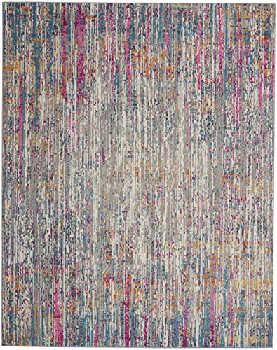 HomeRoots Ivory/Multi 100% Polypropylene 7’ x 10’ Ivory Abstract Striations Area Rug