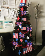 Heureppy 10PCS Patriotic Wreath Bows - 4th of July Decor, Wave Strips Stars, Burlap Ribbon Bows for Indoor/Outdoor Tree Topper Supplies