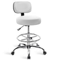 SUPERJARE Drafting Chair with Back, Adjustable Foot Rest Rolling Stool, Multi-Purpose Office Desk Chair, Thick Seat Cushion for 