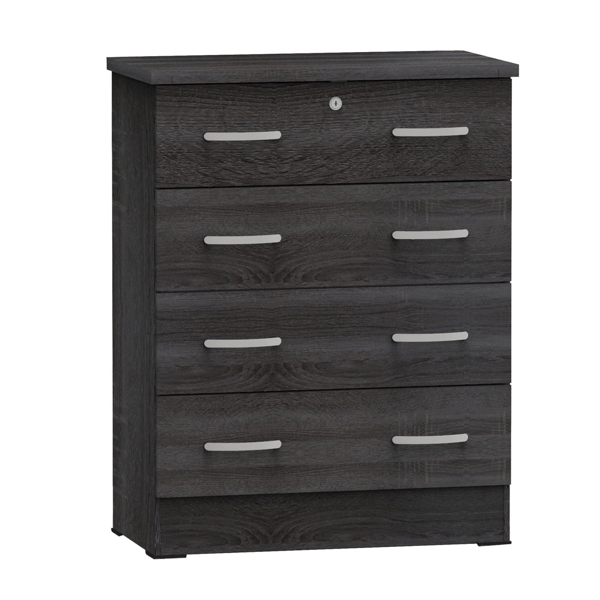 Better Home Products Cindy 4 Drawer Chest Wooden Dresser with Lock in Oak