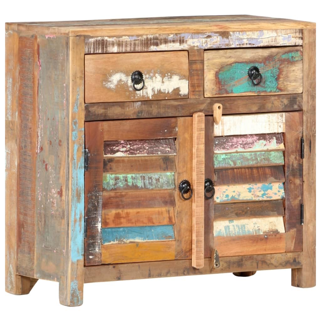 vidaXL Solid Reclaimed Wood Sideboard with Rustic Bohemian Style, 27.6"x11.8"x26.8", Ample Storage with 2 Drawers & 2 Doors, Unique Mixed Finish, for Home Decor & Display