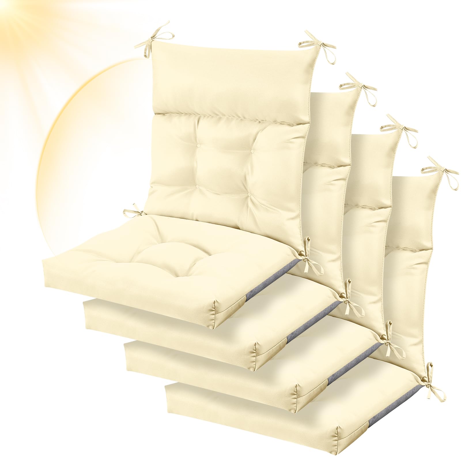 Sintuff 44 X 21 X 4 Patio Chair Cushions Outdoor Chair Cushions Seat/Back Tufted Pillow With Ties All Weather Replacement Indoor