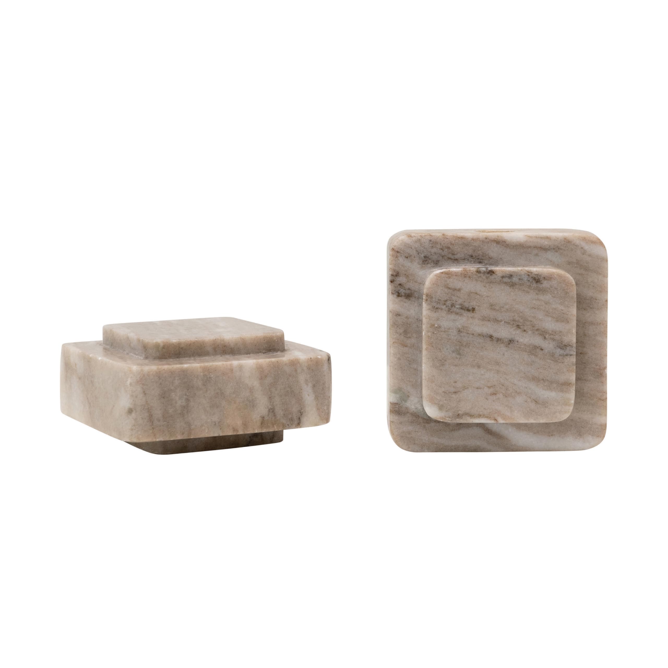 Bloomingville Heavy Duty Marble Bookends, Beige, Set of 2