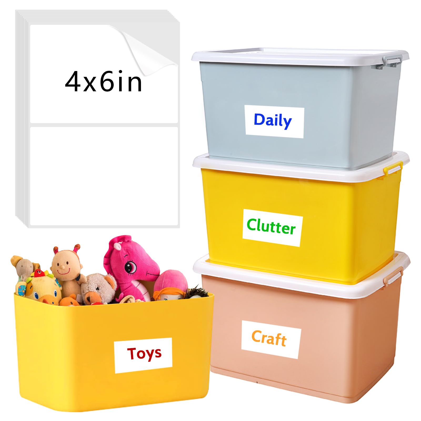 150 Pcs Labels For Storage Bins, 6 X 4 Inch Removable Labels For Storage Bins, Tear Resistant No Residue Storage Bin Labels, Mat