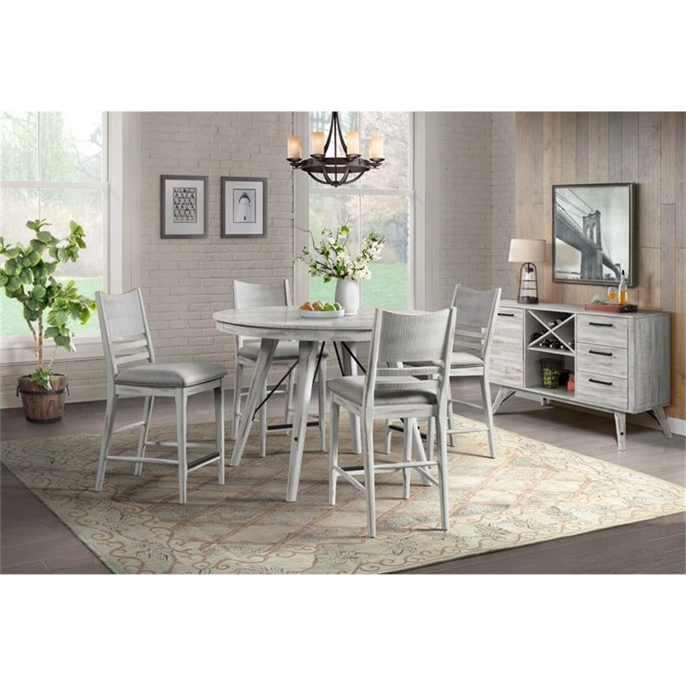 Modern Rustic Counter Stool, Panel Back w/Cushion(Set of 2)