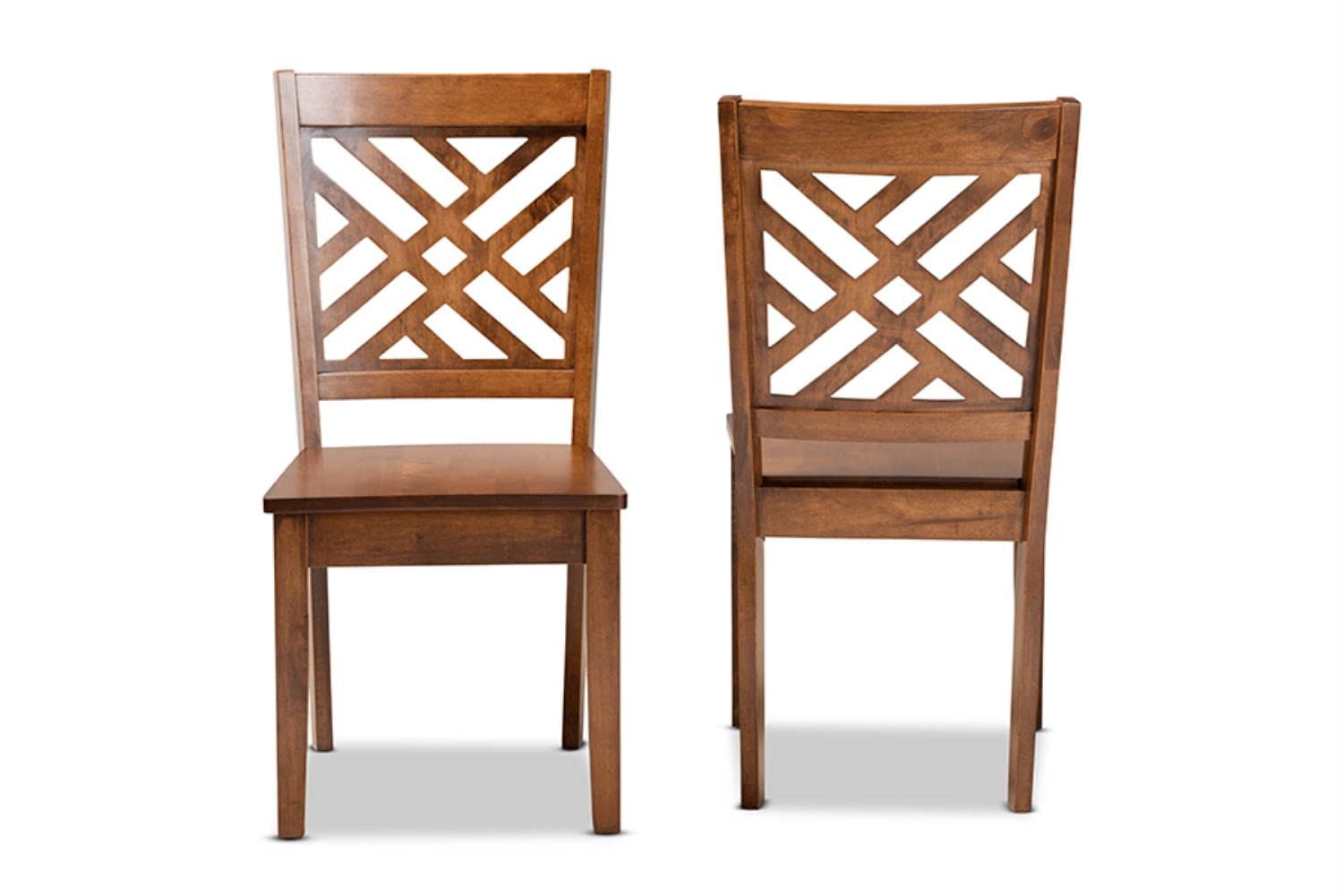 Baxton Studio Caron Modern and Contemporary Transitional Walnut Brown Finished Wood 2-Piece Dining Chair Set