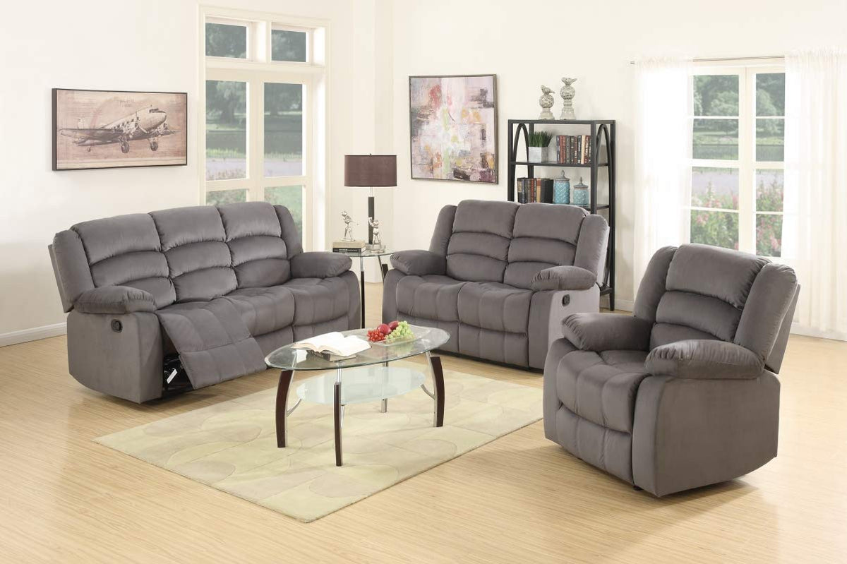 HomeRoots Decor 120-inch Contemporary Gray Fabric Sofa Set