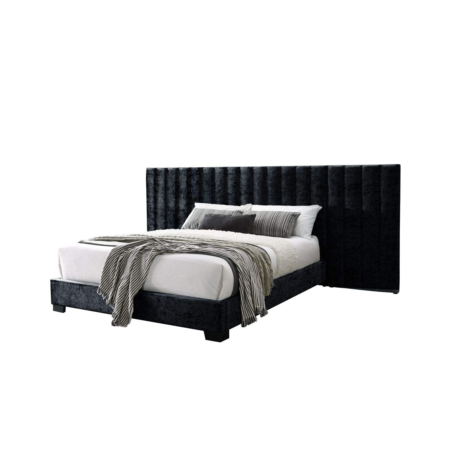 Acme Rivas Channel-Tufted Fabric Queen Bed - Thumbnail 2