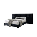 Acme Rivas Channel-Tufted Fabric Queen Bed with Oversized Headboard in Black