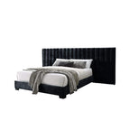 Acme Rivas Channel-Tufted Fabric Queen Bed with Oversized Headboard in Black