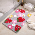 LIKETN Soft Cozy Strawberry Bathroom Rugs Cute Bath Mat Doormat Non Slip Washable Shaggy Bedroom Runner Rug Funny Flower Absorbe
