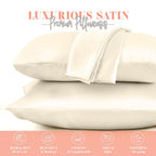 Elegant Comfort Silky And Luxurious 2-Piece Satin Pillowcase Set For Healthier Skin And Hair, Hidden Zipper Closure And Beautifully Packaged, Satin Pillowcase Set, King, Cream