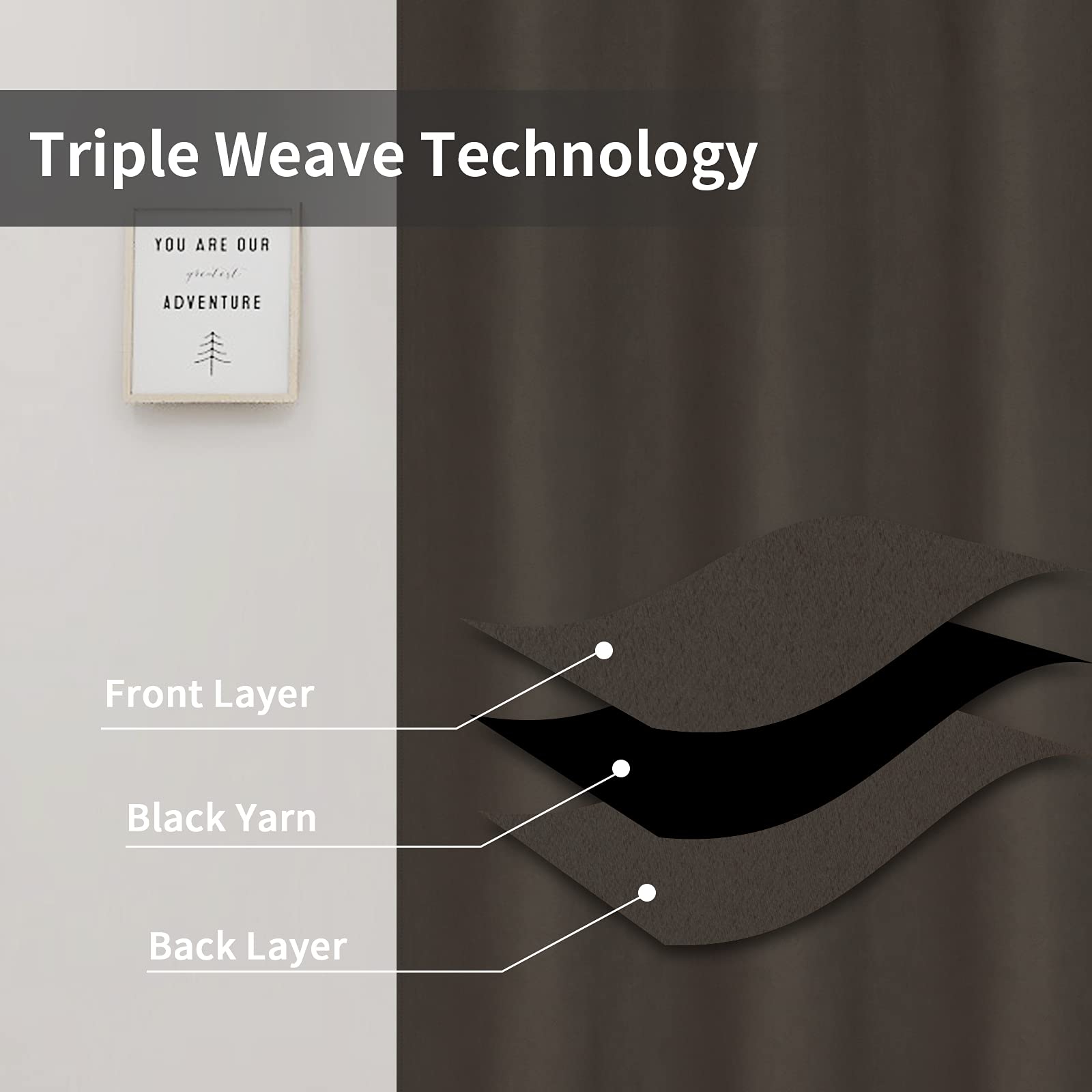 Easy-Going Blackout Curtains For Bedroom, Solid Thermal Insulated Grommet And Noise Reduction Window Drapes, Room Darkening Curtains For Living Room, 2 Panels(42X72 In, Coffee)