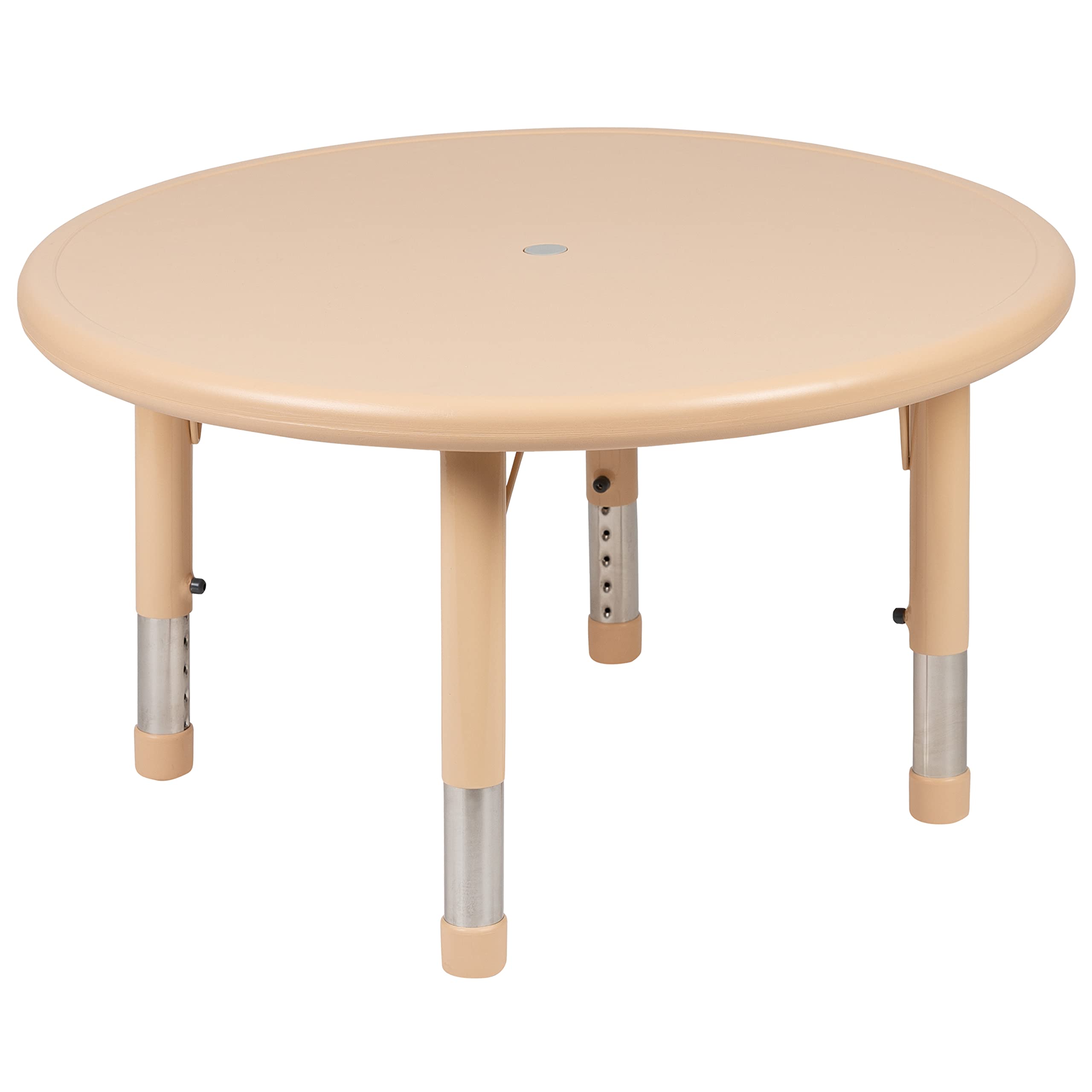 Flash Furniture Wren 33' Round Natural Plastic Height Adjustable With Rounded Safety Corners Activity Table With Rounded Safety Corners