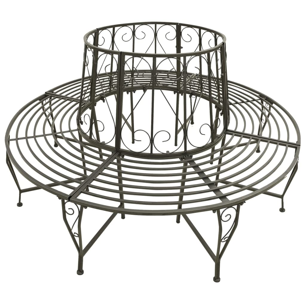 vidaXL Patio Tree Bench Lounge Seating Outdoor Garden Balcony Backyard Terrace Park Outside Home Decor Furniture Seat 63" Steel Poolside Yard Home
