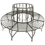 vidaXL Patio Tree Bench Lounge Seating Outdoor Garden Balcony Backyard Terrace Park Outside Home Decor Furniture Seat 63" Steel Poolside Yard Home