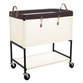 StorageWorks Laundry Cart, 2 Tier Rolling Basket with Wheels, 46 Gal, Beige