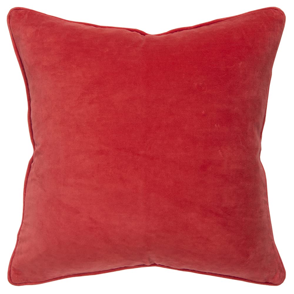 Connie Post 20&quot; x 20&quot; Poly Filled Pillow with Cotton Velvet Cover-Dark Coral