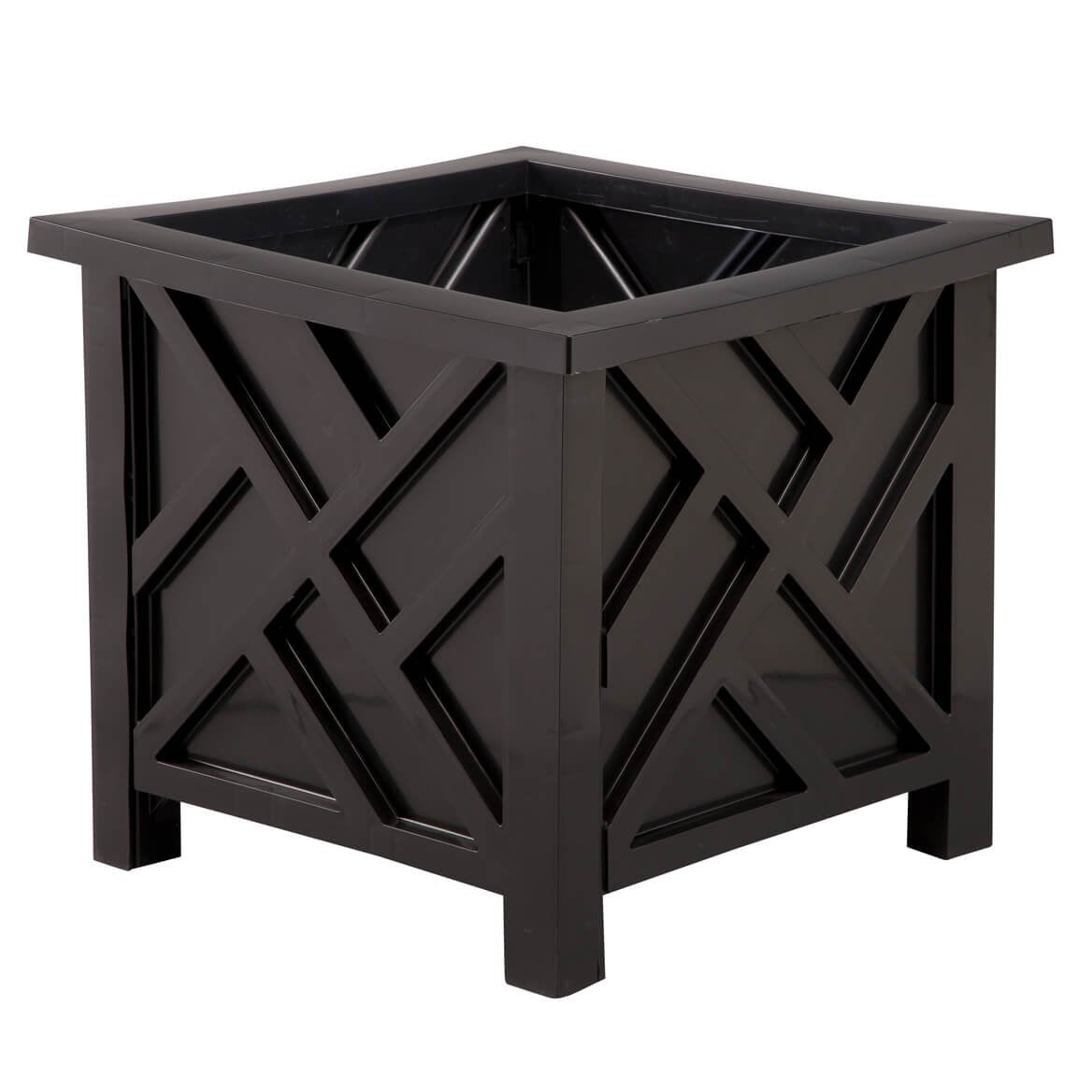 Miles Kimball Chippendale Planter Box, Black - Plant Holder For Garden, Patio And Lawn - 14