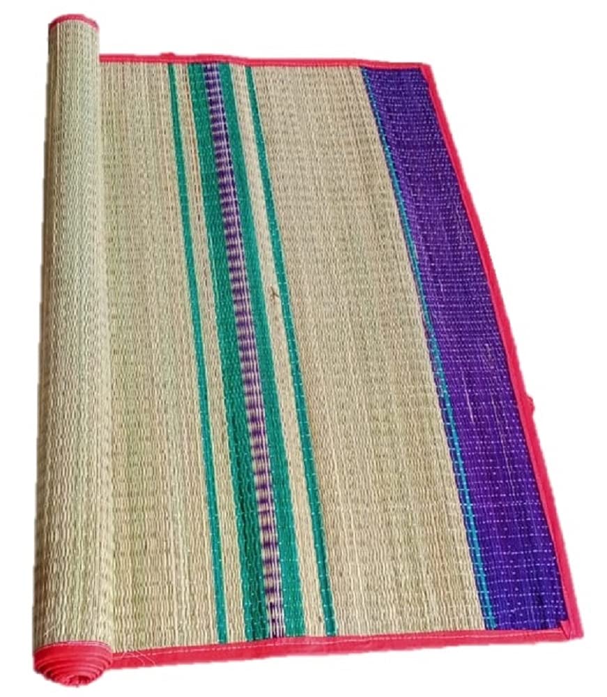 Ash Mats Jute Cool Grass Rectangular Floor Mat (Green & Ivory, 4 X 6 Feet )