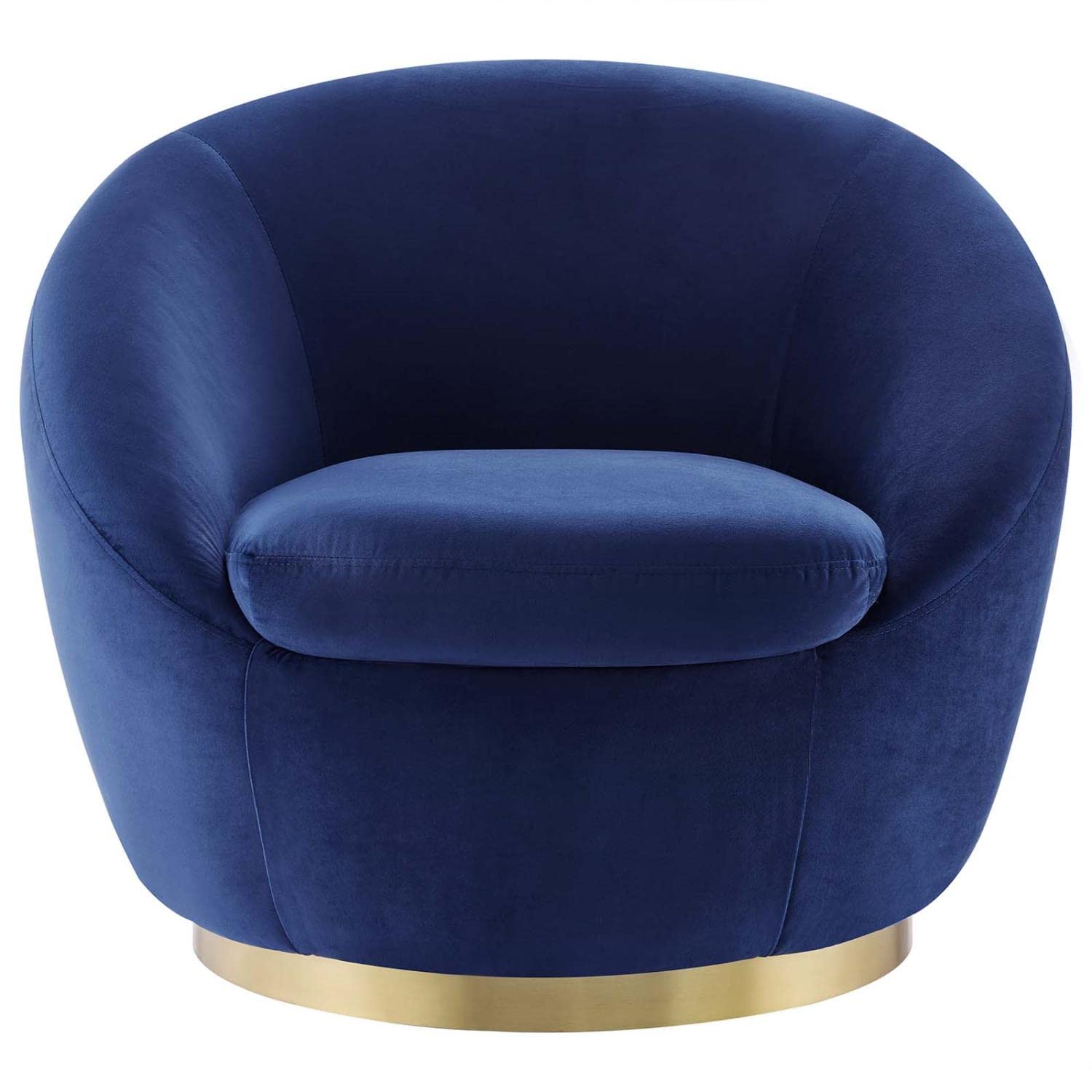 Modway Buttercup Modern Performance Velvet Swivel Chair In Gold/Navy