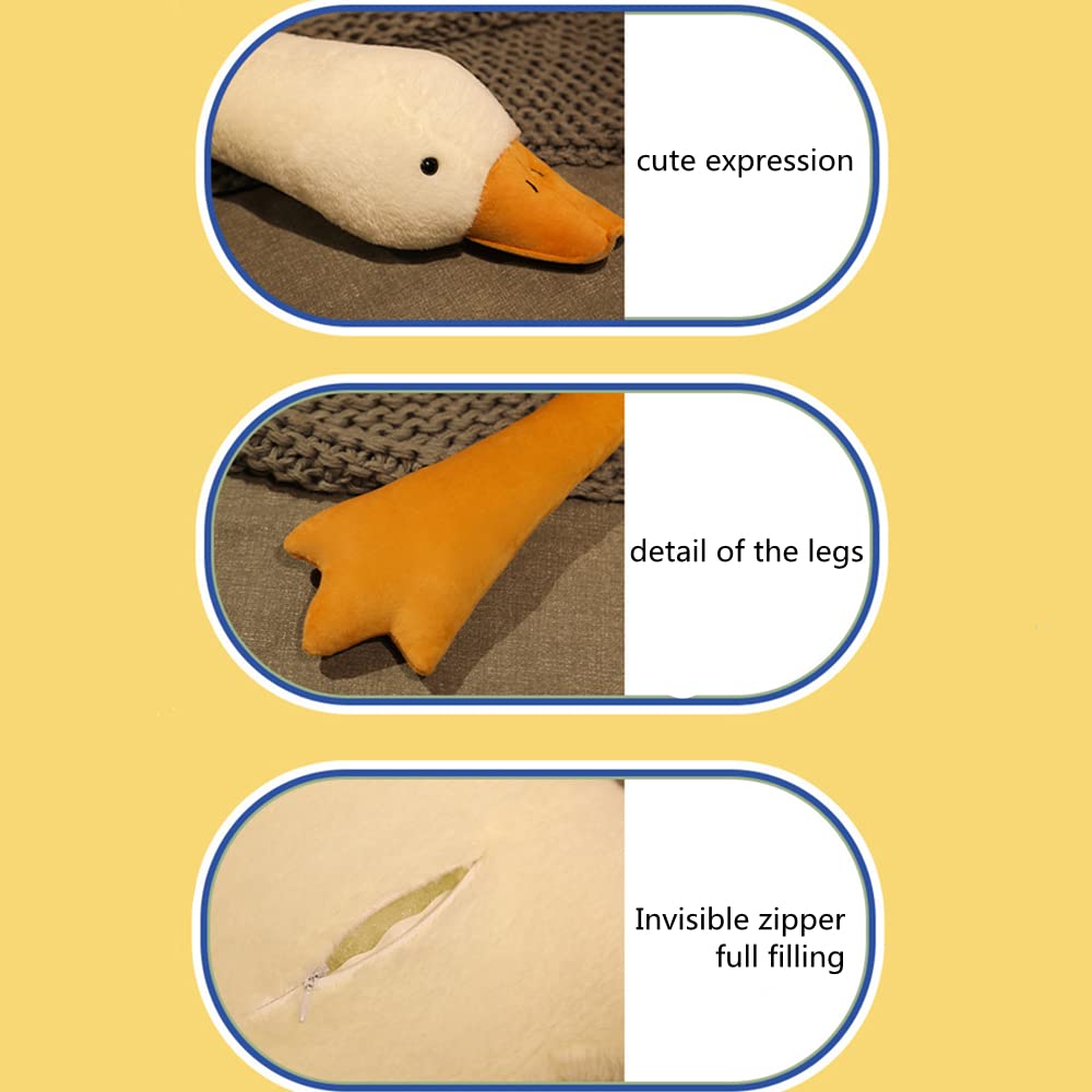 Goose Stuffed Animal Pillow Toy, Cute Giant White Goose Stuffed Animal Duck Plush Pillow,Super Soft Hugging Pillow,Swan Pillow W