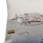 HomeRoots Cream 35' White Chicago Daylight Skyline Lumbar Decorative Pillow
