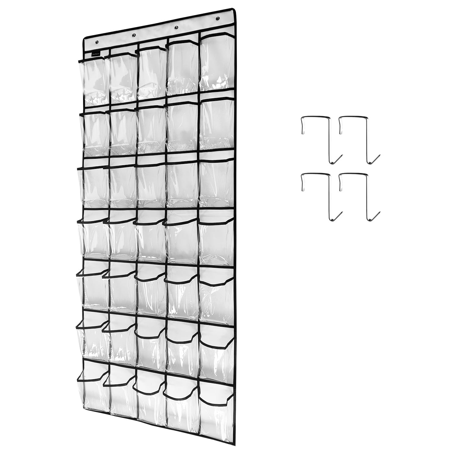 TidyMaster 1 Pack 35 Clear Crystal Pockets Large Hanging Shoe Organizer Over The Door Shoe Rack for Closet Door Storage Shoe Hol
