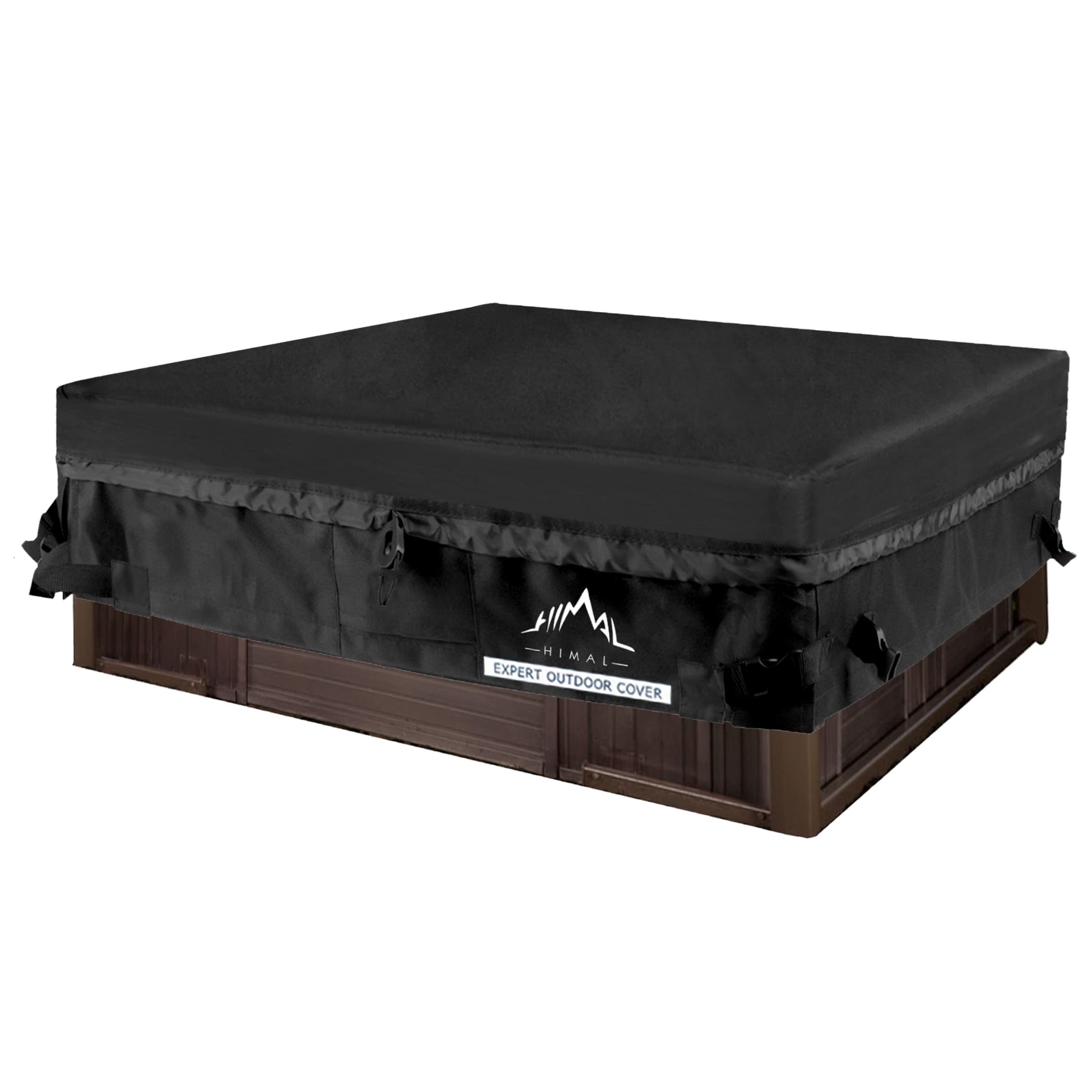 Himal Square Hot Tub Cover - Heavy Duty 600D Polyester Waterproof Uv Protection Spa Cover For Hot Tub (95 X 95 Inch, Black)