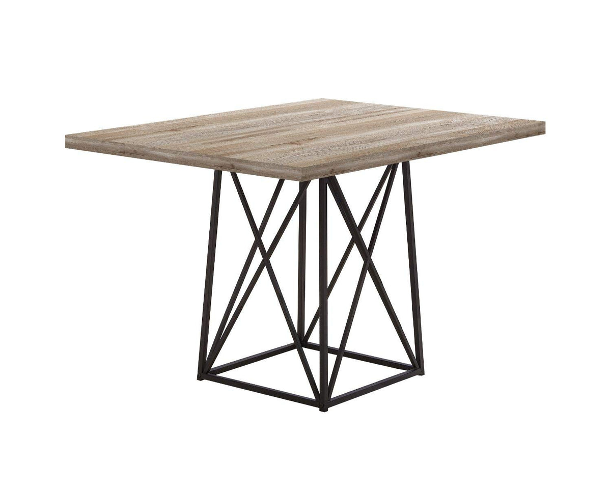 Monarch Specialties I 36'X 48' / Taupe Reclaimed Wood-Look/Black Dining Table Metal Base, 36' x 48',