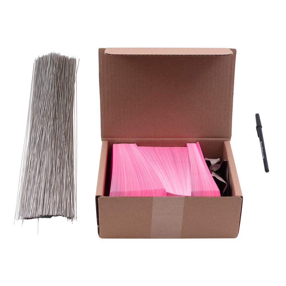 250 Pc Box Pink Warning - No Oil Tags Heavy Card Stock Reinforced Eyelet Labels & Wire Kit Auto Shop Repair Garage Salvage