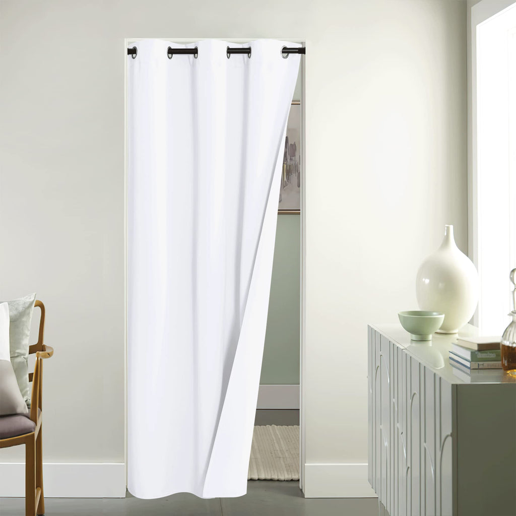 Nicetown Pure White Room Darkening Curtains For Bedroom, Thermal Insulated Grommet Window Curtains For Bathroom, French Door Curtain For Doorway, 42' Width X 95' Length, 1 Panel