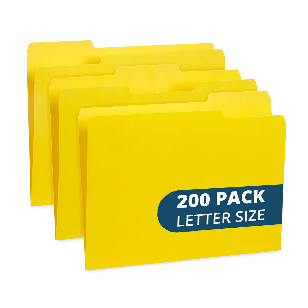 File Folder, 1/3 Cut Tab, Letter Size, Yellow, 200 Per Box
