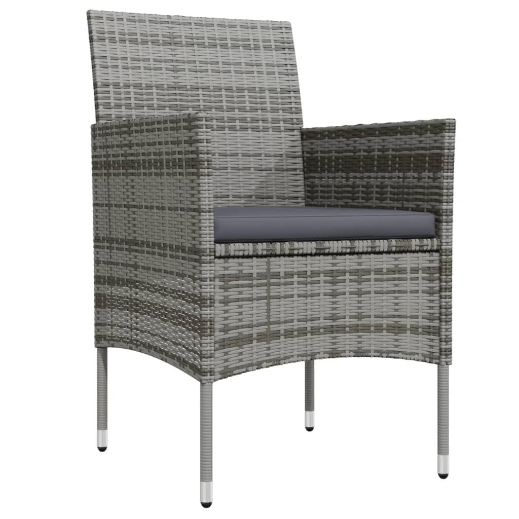 vidaXL Patio Dining Set 5 Piece with Cushions Garden Outdoor Lawn Yard Terrace Balcony Table and Chair Seat Seating Furniture Gray and Black