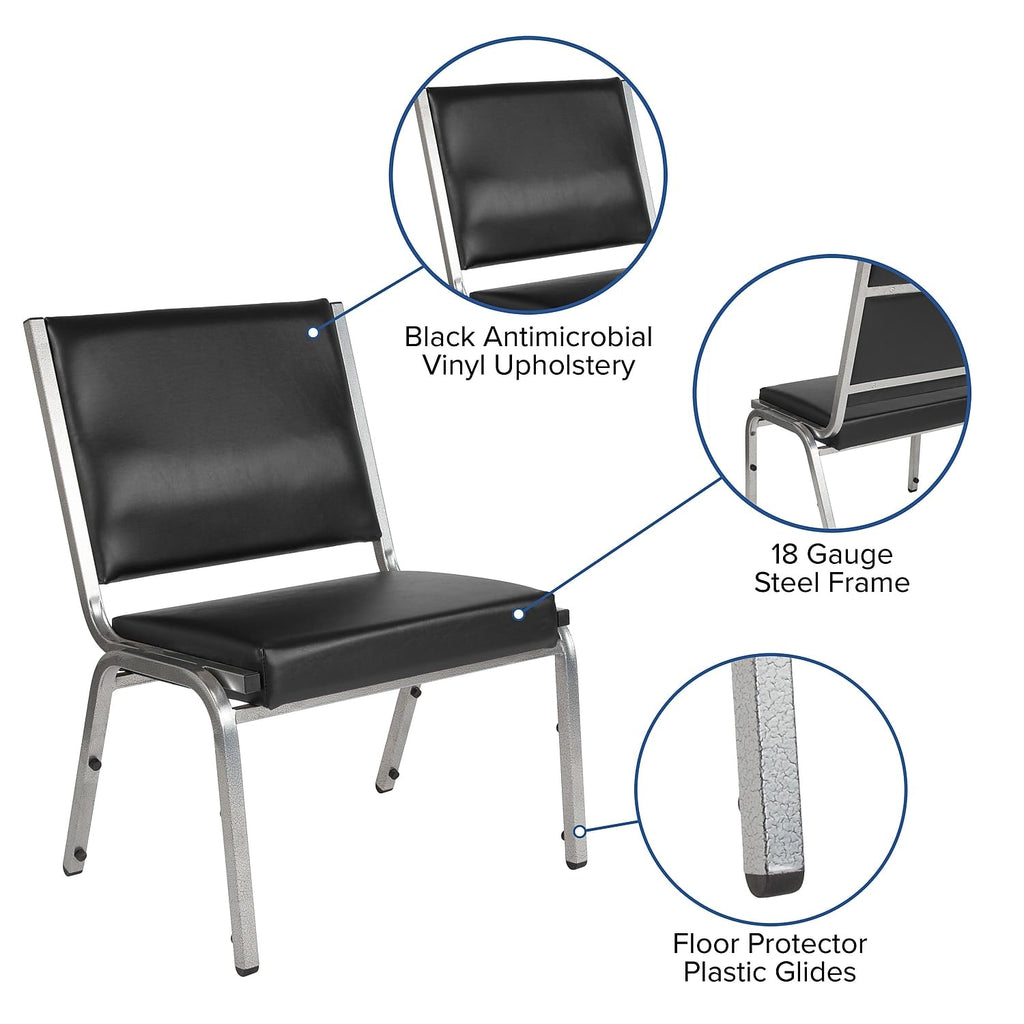 Flash Furniture Hercules Series 1000 Lb. Rated Black Antimicrobial Vinyl Bariatric Medical Reception Chair