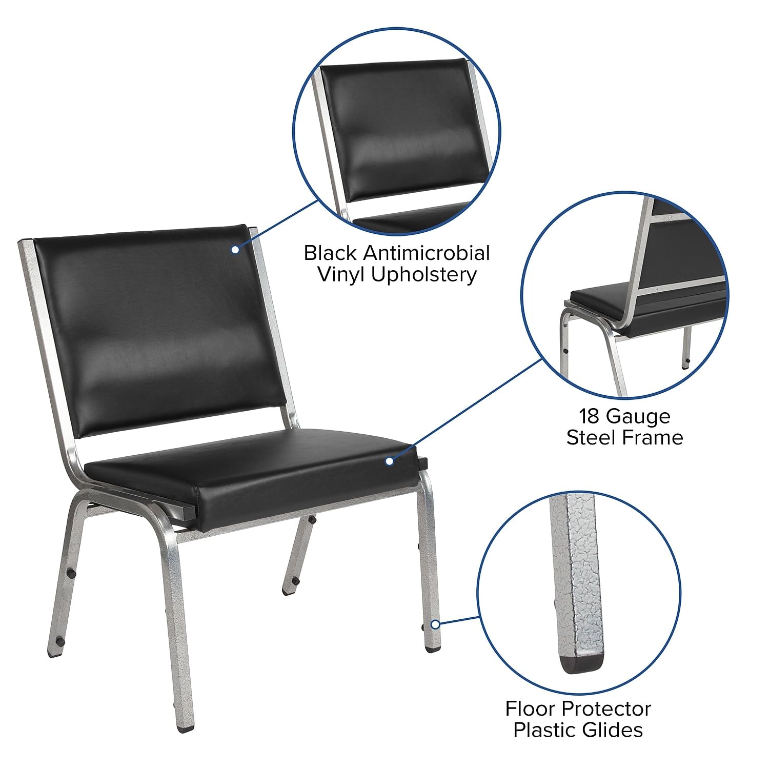 Flash Furniture Hercules Series 1000 Lb. Rated Black Antimicrobial Vinyl Bariatric Medical Reception Chair