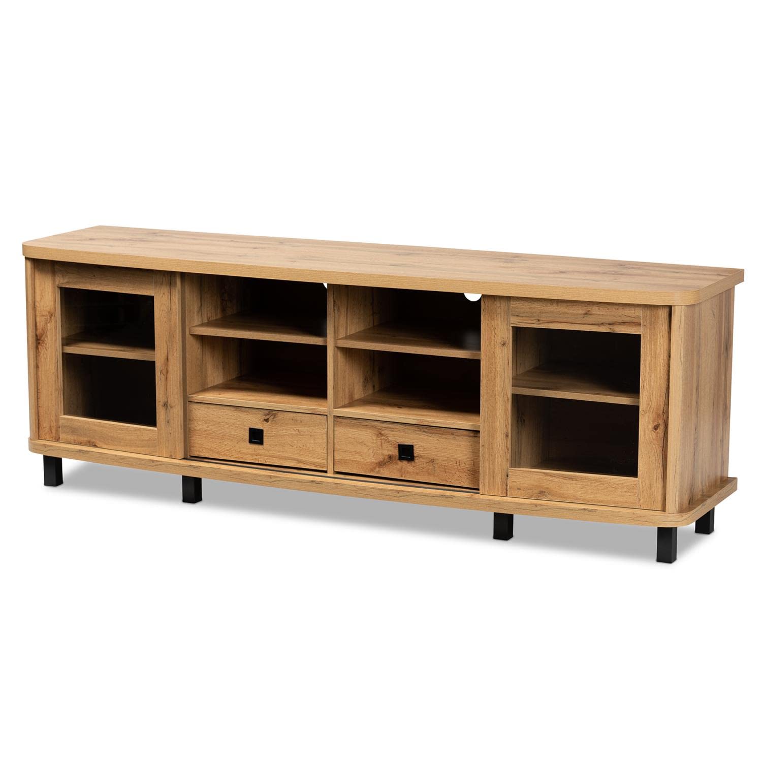 Baxton Studio Walda Modern and Contemporary Oak Brown Finished Wood 2-Drawer TV Stand