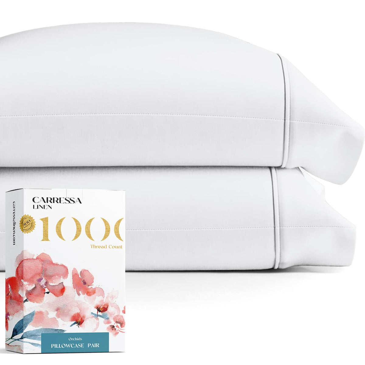 1000 Thread Count Egyptian Cotton Pillow Cases, Sand Queen Pillowcase Set Of 2, Longstaple Combed Pure Natural Cotton Pillows Fo