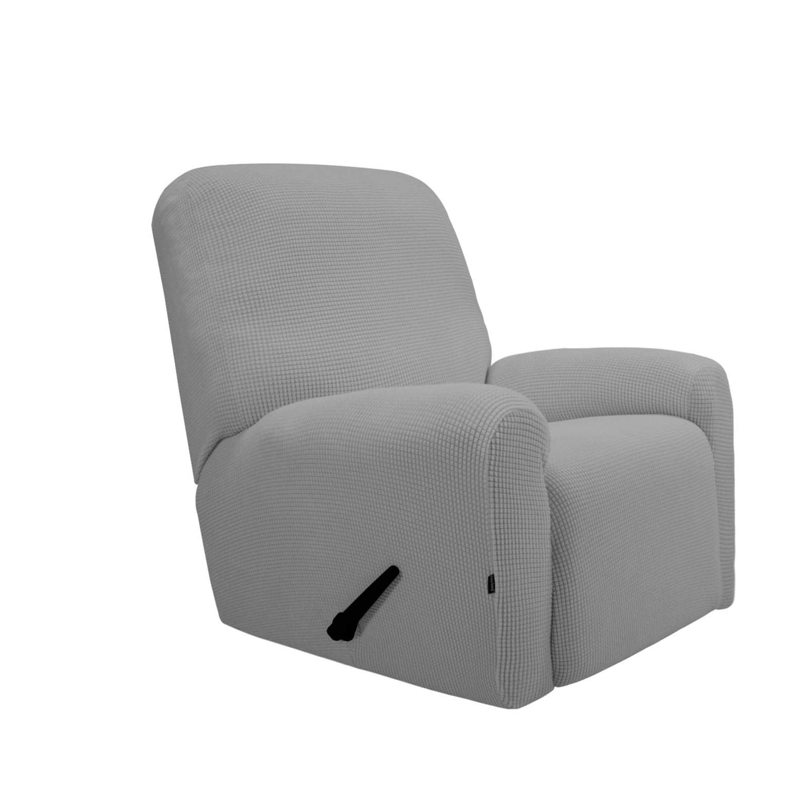 Purefit Stretch Recliner Sofa Slipcover With Pocket – Spandex Jacquard Non Slip Soft Couch Sofa Cover, Washable Furniture Protector With Elastic Bottom For Kids (Recliner, Light Gray)